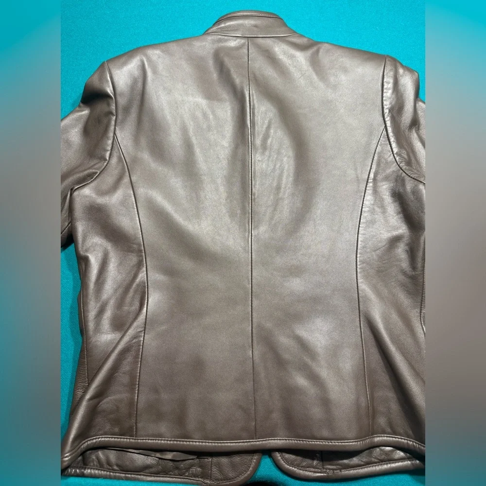 Valerie Stevens Brown Soft Leather Zipper Jacket - Size M - Picture 4 of 12